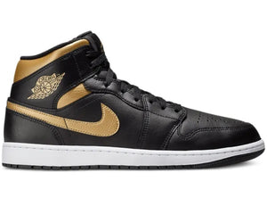 Jordan 1 Mid BLACK/WHITE/METALLIC GOLD