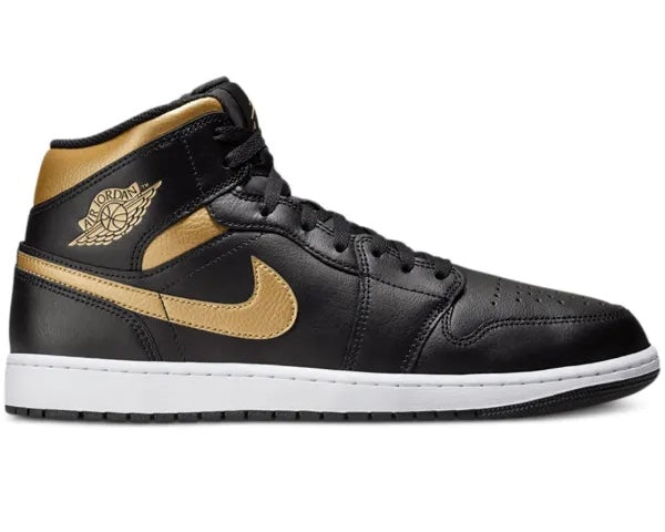Jordan 1 Mid BLACK/WHITE/METALLIC GOLD
